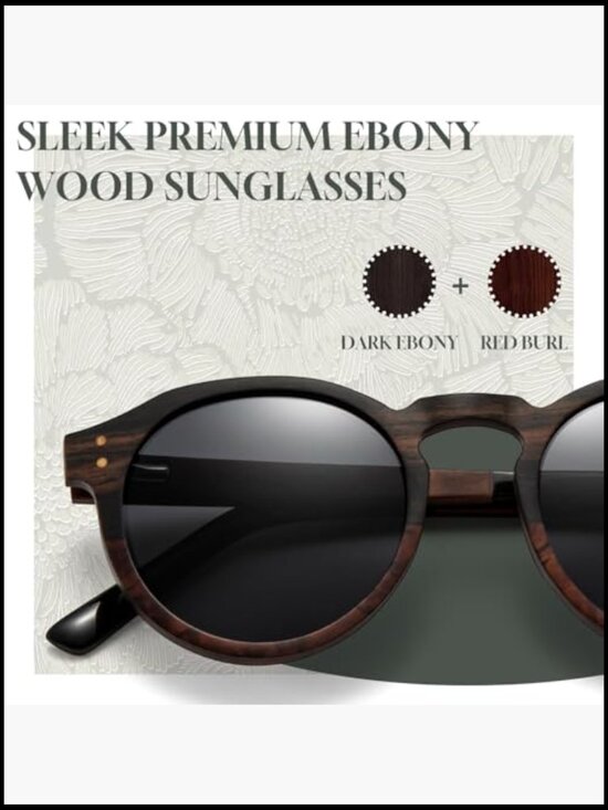 Classic Round Polarized Wooden Sunglasses UV400 main image 6